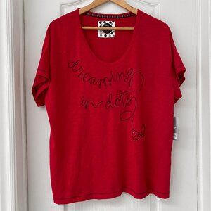 Disney Minnie Mouse Red Graphic Tee 2XL “Dreaming in Dots” Plus Size